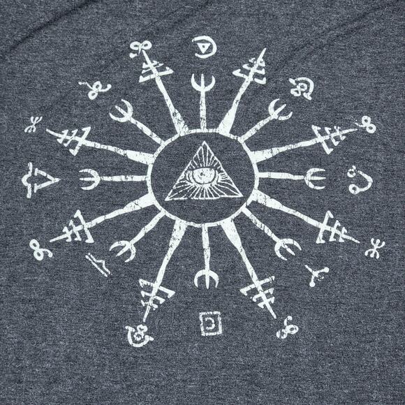 Earthbound Trading Co LS Grey Blouse All-Seeing Eye - Size Large - Picture 2 of 4